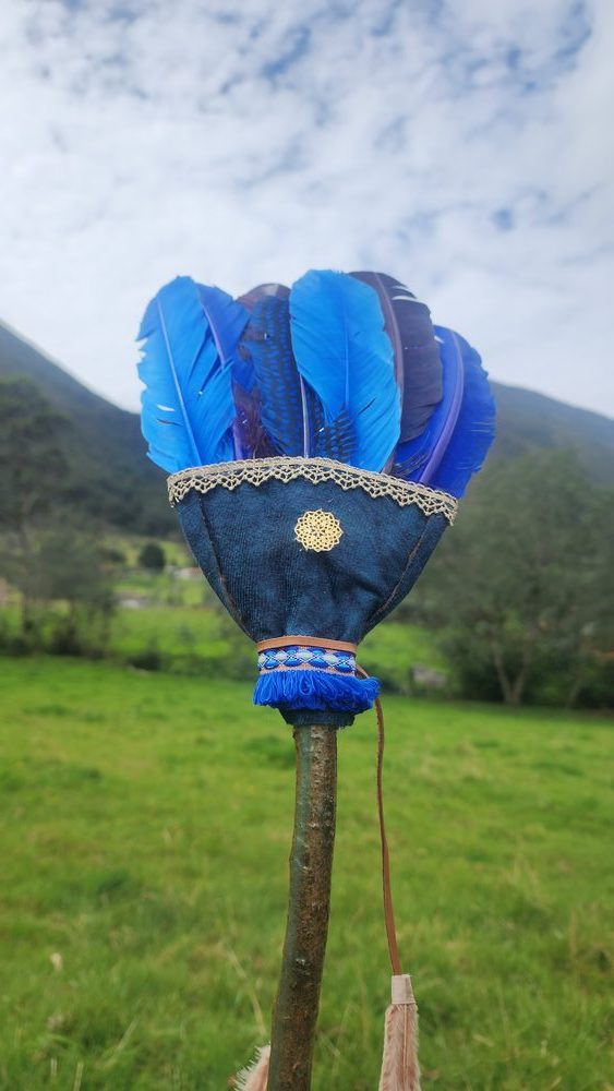 Blue feather wand