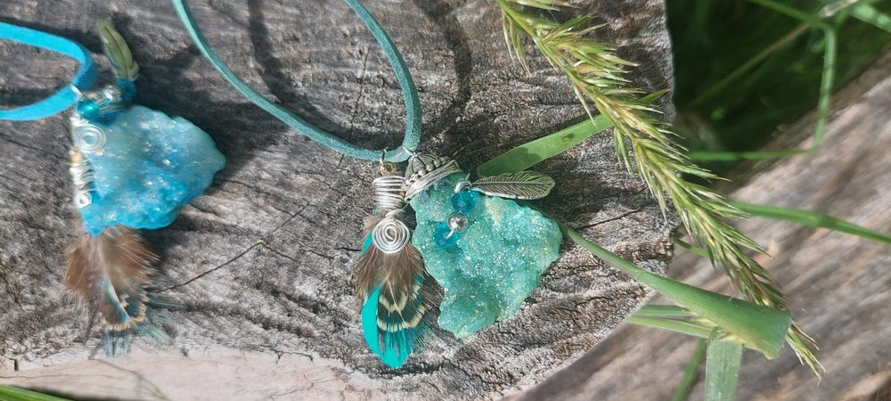 Turquoise crystal pendants